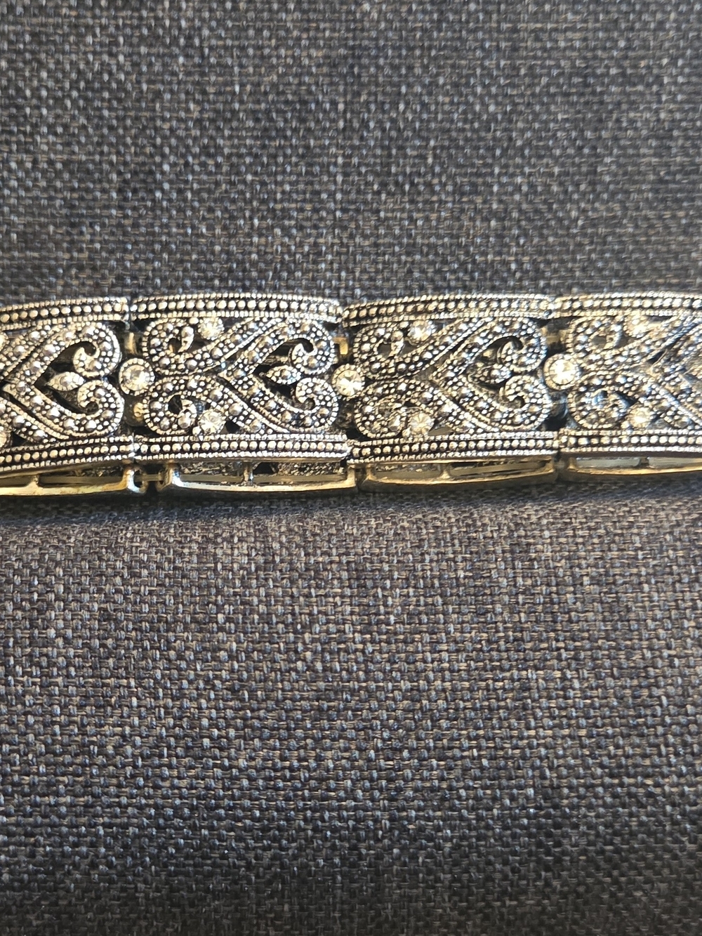 Premier Designs Silver-Tone Marcasite and Crystal Link Bracelet
